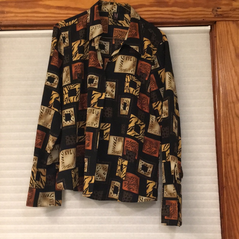 Milano animal print button blouse ex L